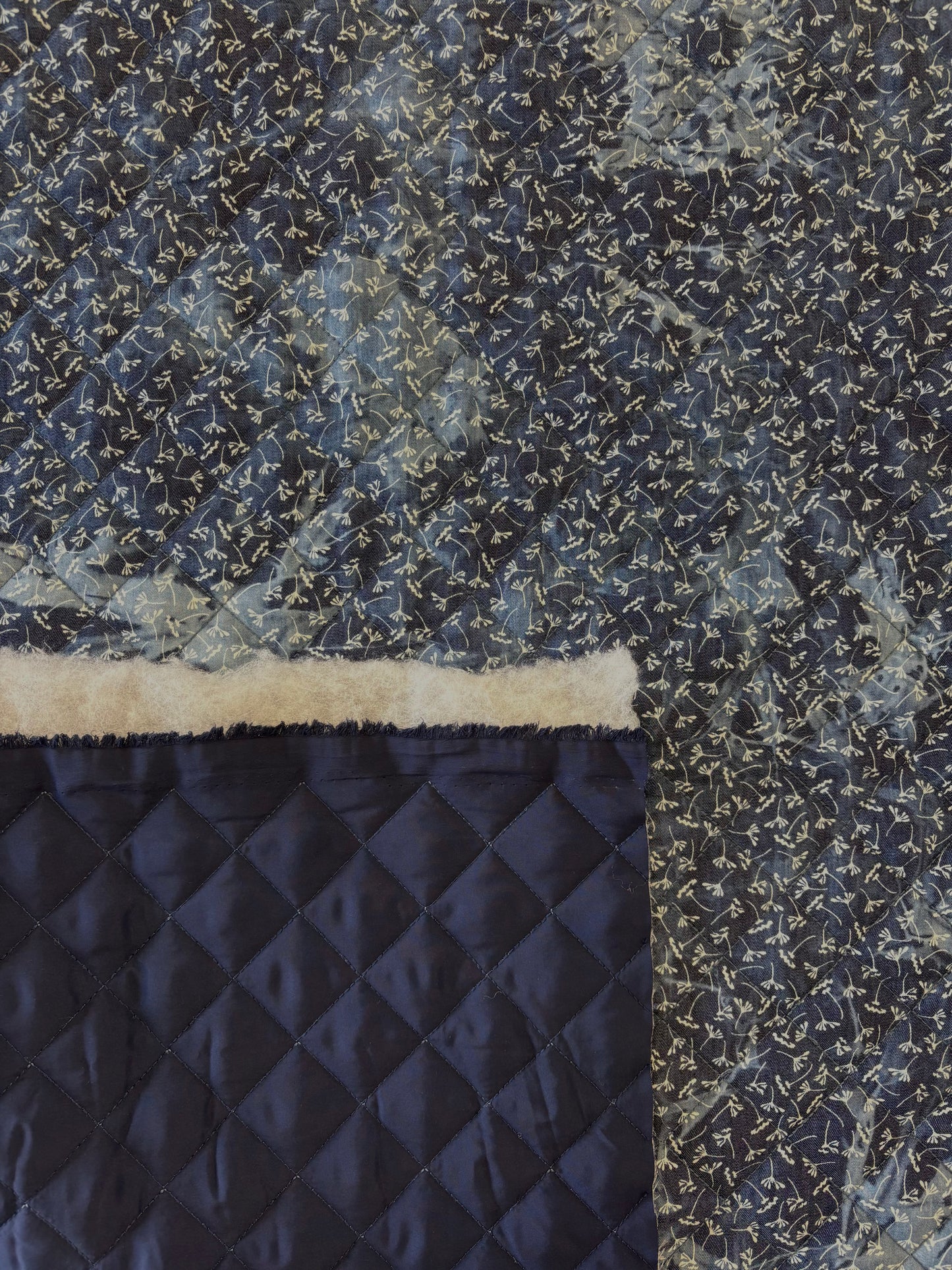 Indigo Denim Tie Dye Tiny Leaf Quilty