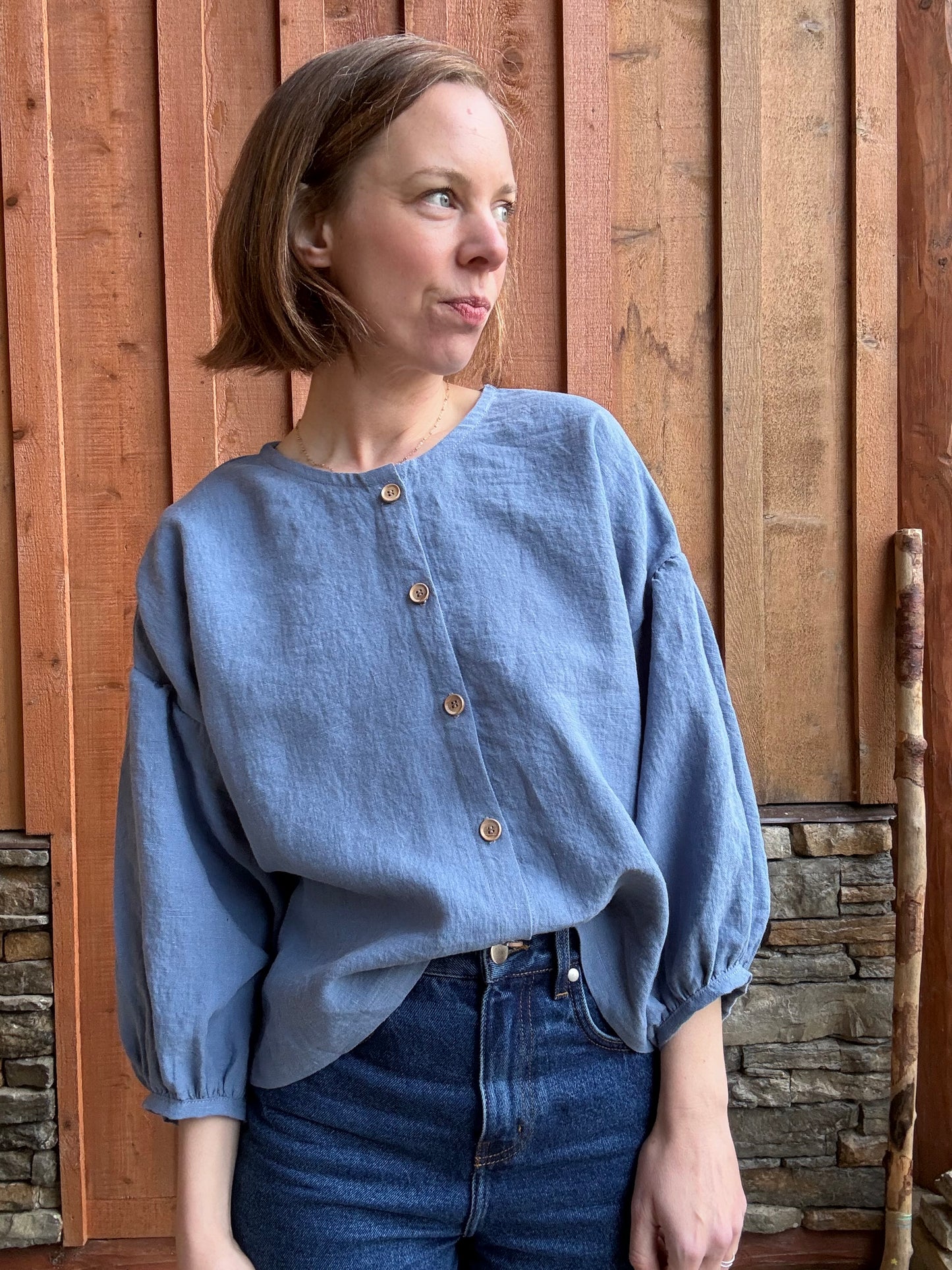 Vintage Blue Washed Linen