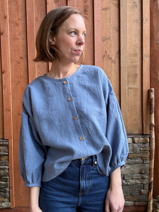 Vintage Blue Washed Linen