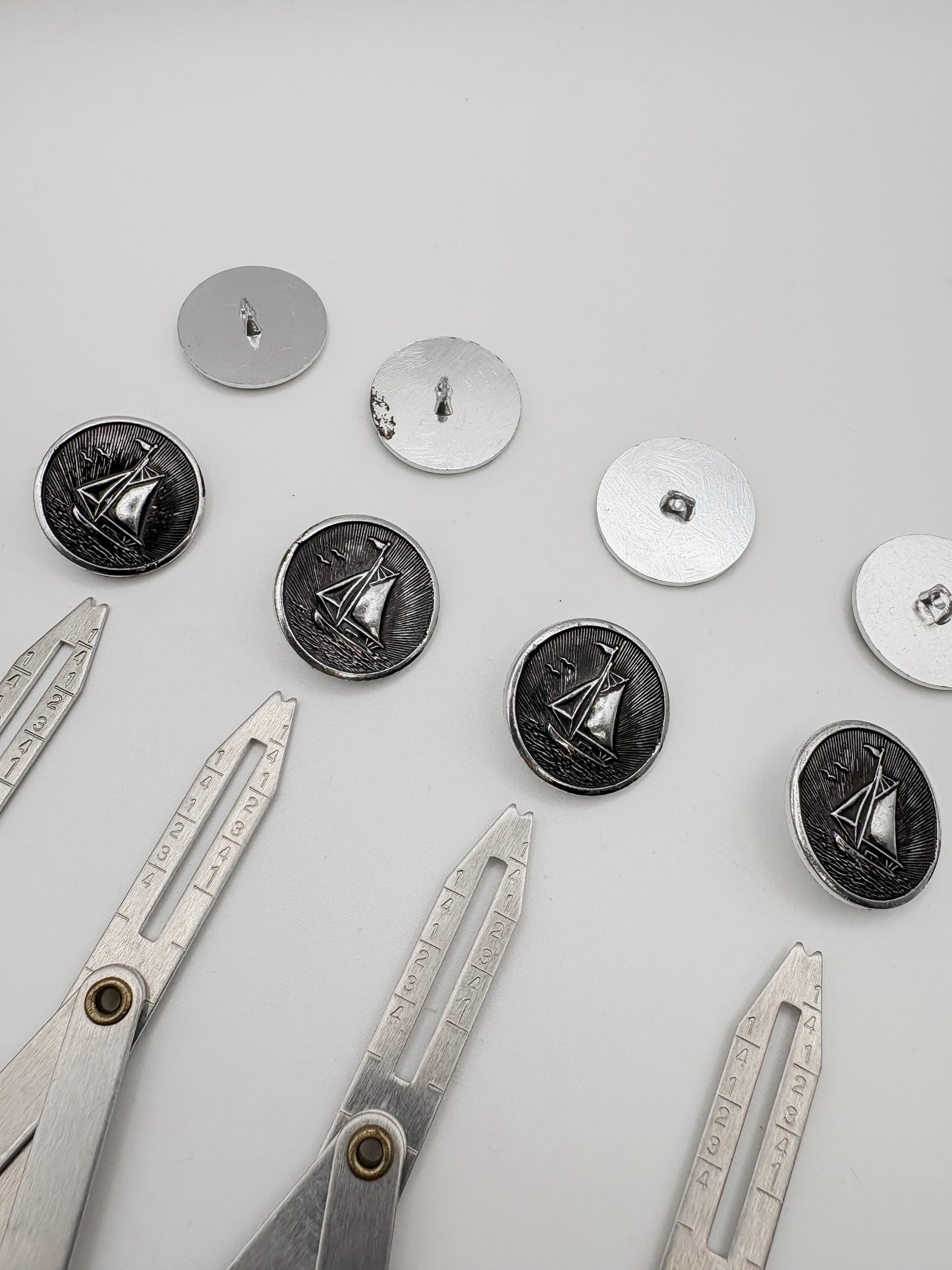 Vintage Metal Sailboat Buttons - 1”