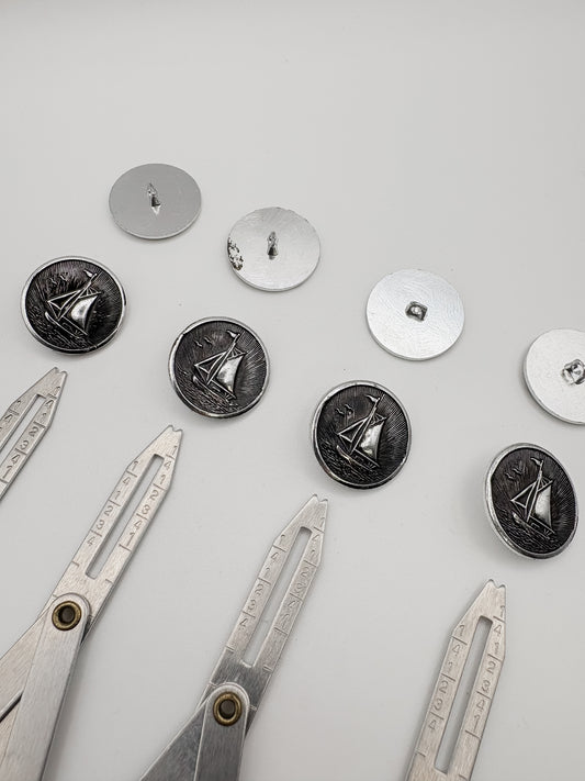 Vintage Metal Sailboat Buttons - 1”
