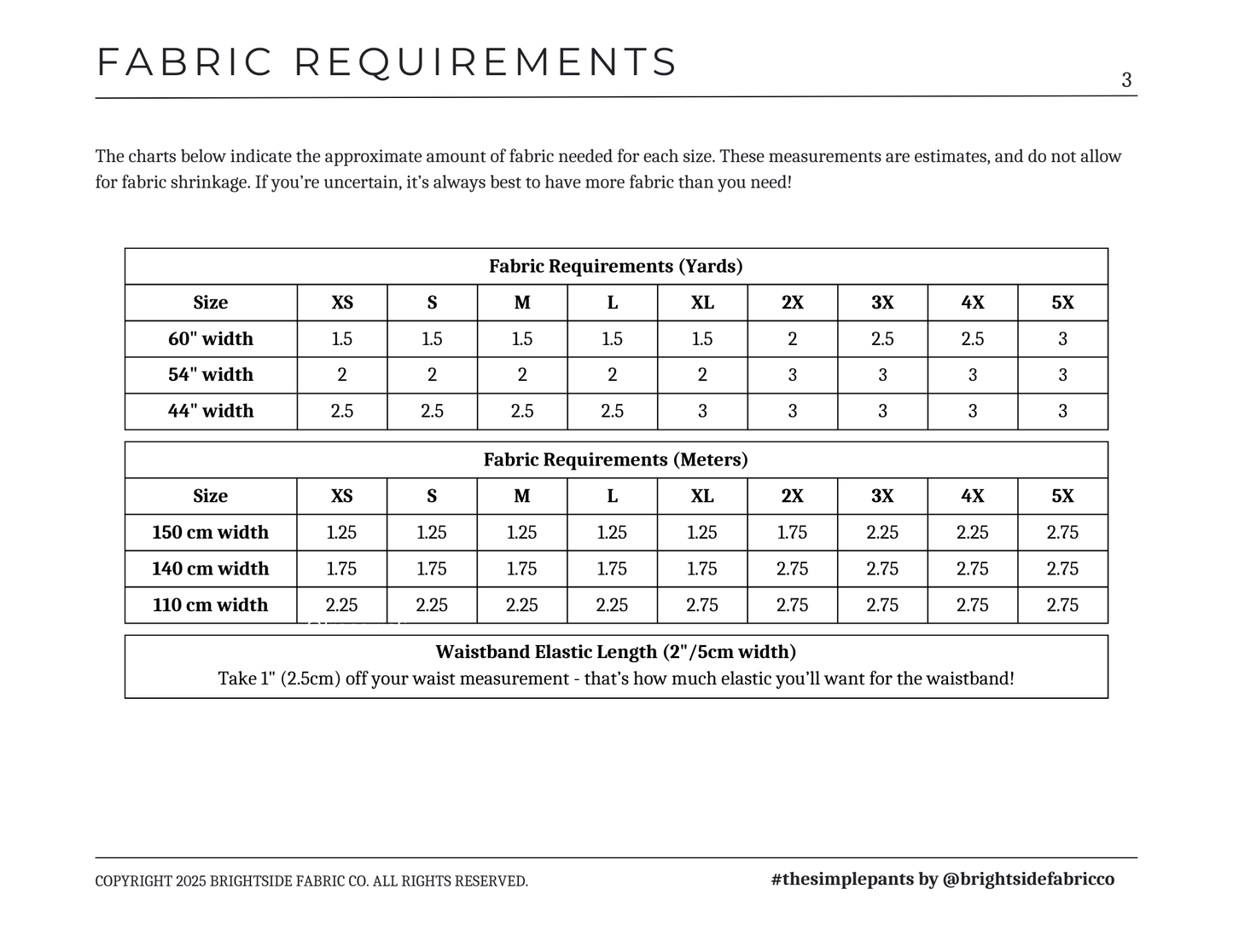 Le patron de couture de pantalon simple