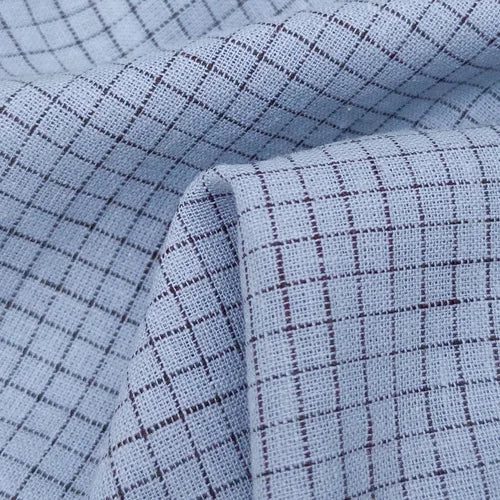 Sky/Espresso Check Yarn Dyed Linen/Cotton Blend