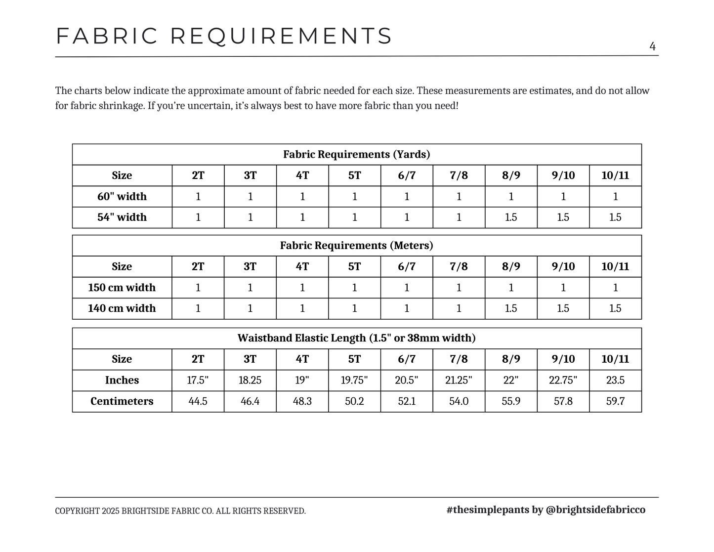 Kids Simple Pants Sewing Pattern