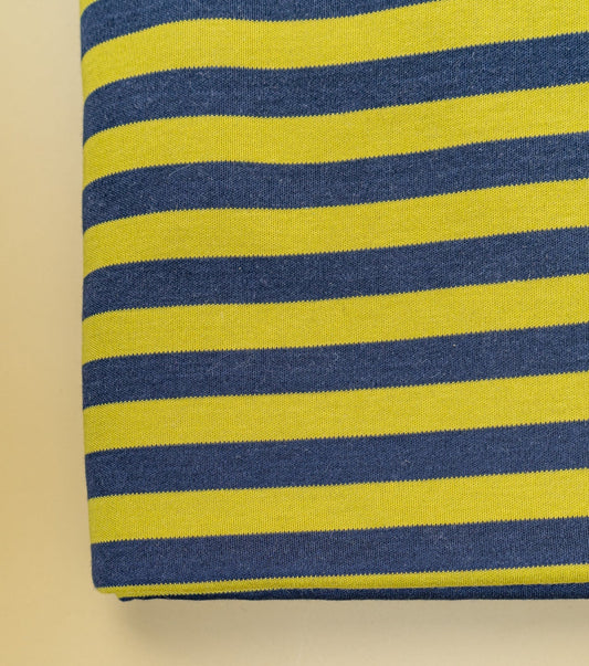 Striped Cotton Jersey - Navy/Pistachio