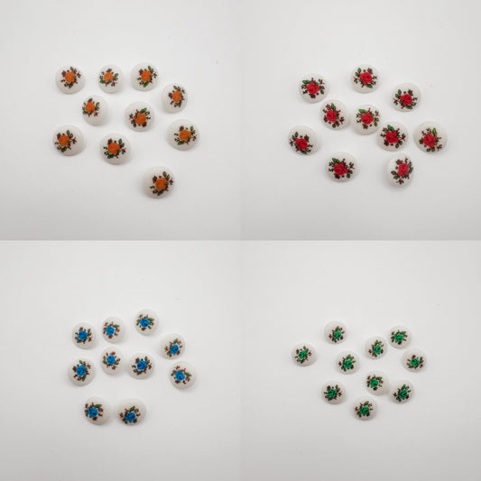Vintage Floral Buttons - 1/2”
