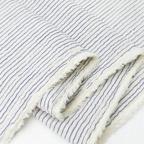 Striped Double Gauze - Cream/Blue