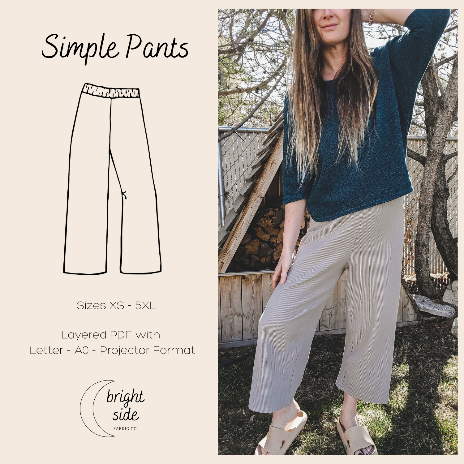 Le patron de couture de pantalon simple – Brightside Fabric Co