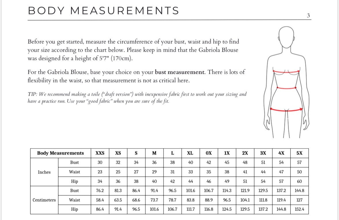 Gabriola Blouse Sewing Pattern