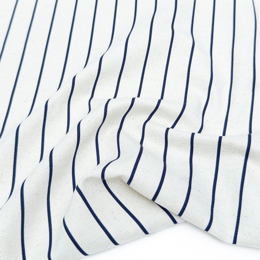 Harbour Stripe Cotton/Linen Twill - Navy