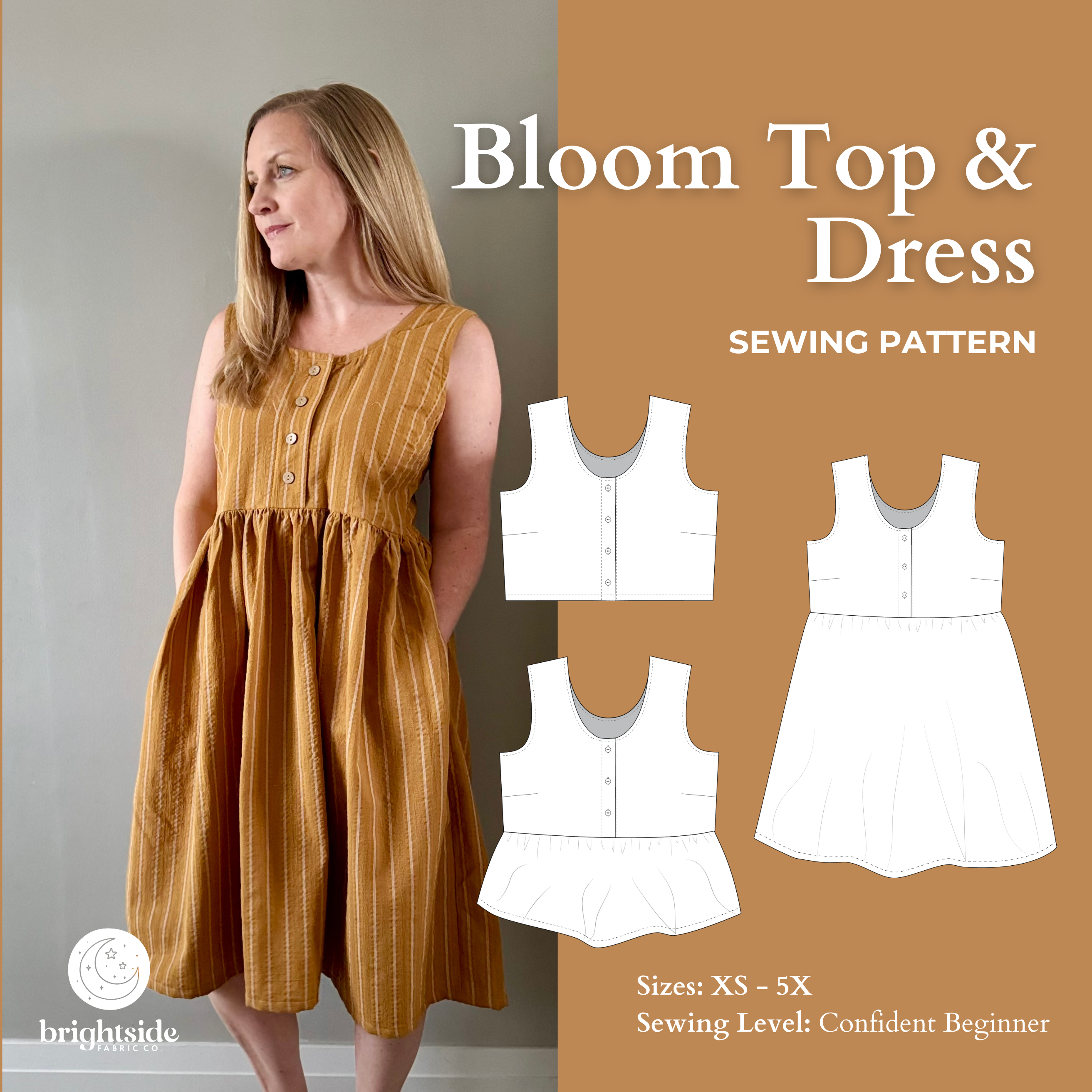 Bloom Button Top and Dress Sewing Pattern – Brightside Fabric Co