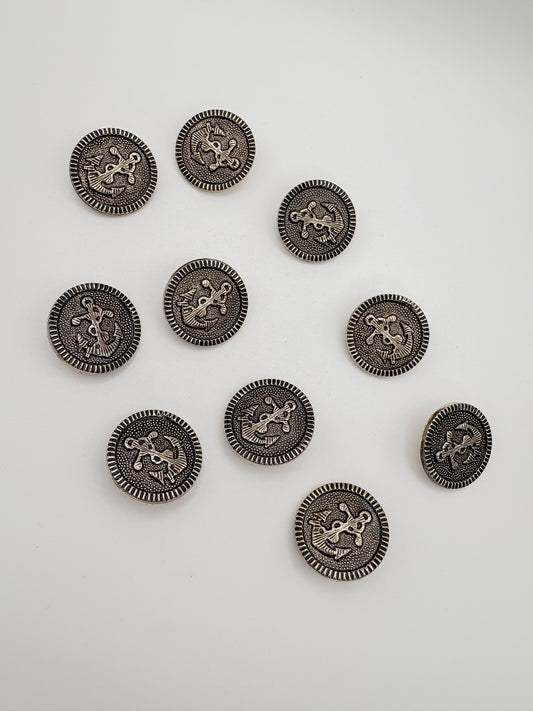 Vintage Metal Anchor Buttons - 1”