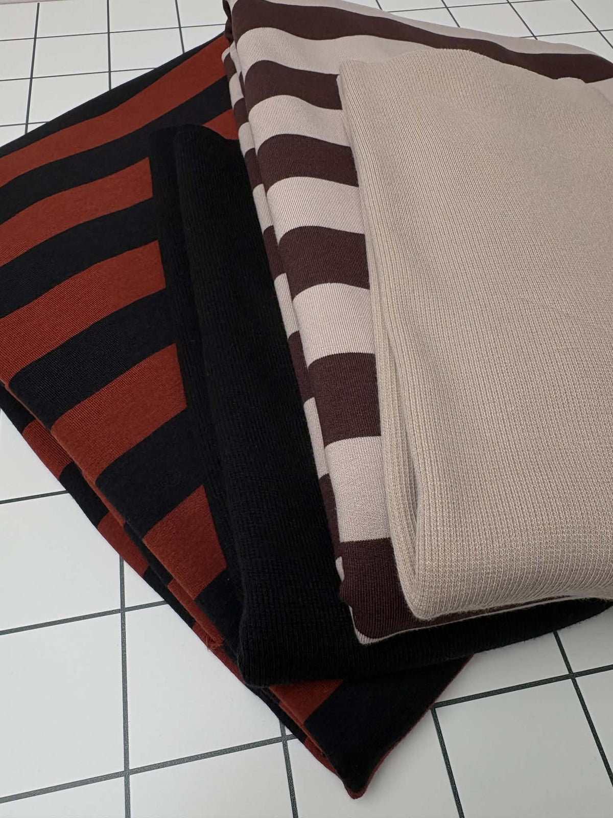 Wide Stripe Bamboo French Terry - Chestnut