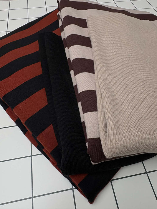 Wide Stripe Bamboo French Terry - Chestnut