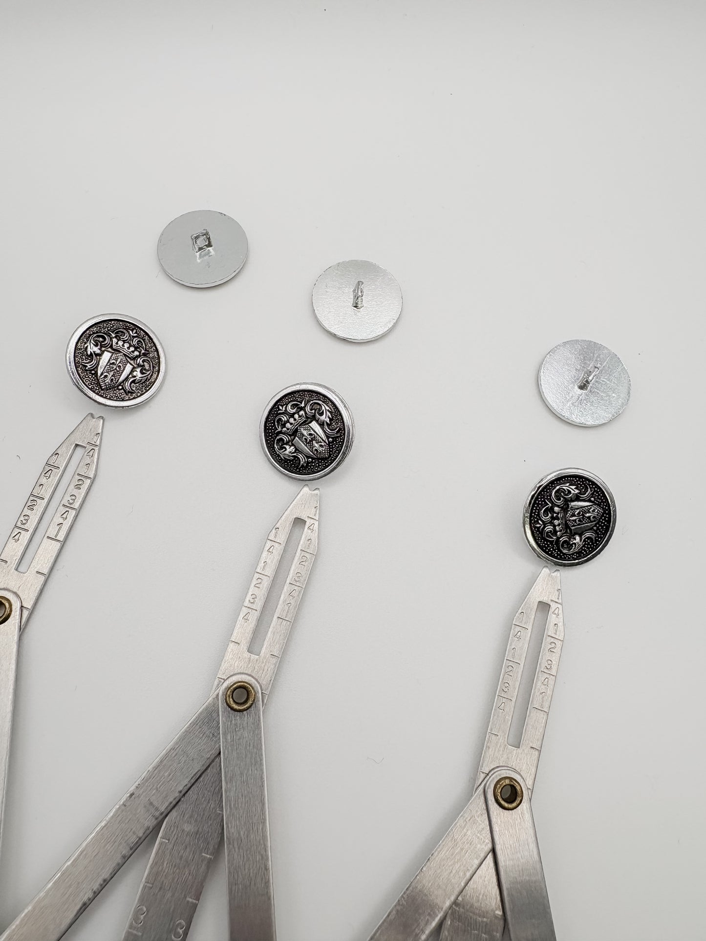 Vintage Metal Coat-Of-Arms Buttons - 3/4”