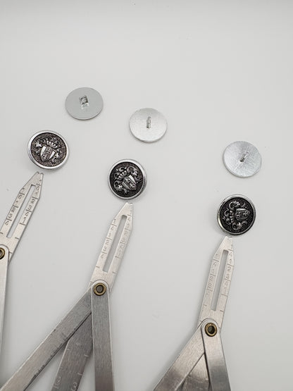 Vintage Metal Coat-Of-Arms Buttons - 3/4”