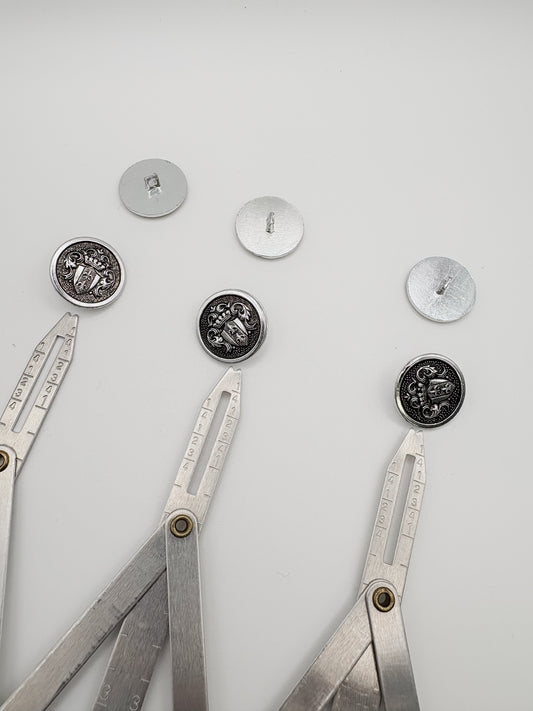 Vintage Metal Coat-Of-Arms Buttons - 3/4”