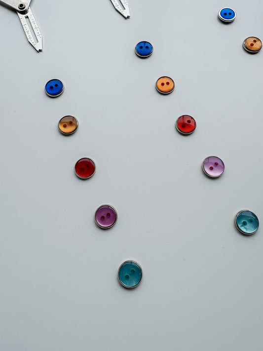 Vintage Coloured Clear Plastic Buttons