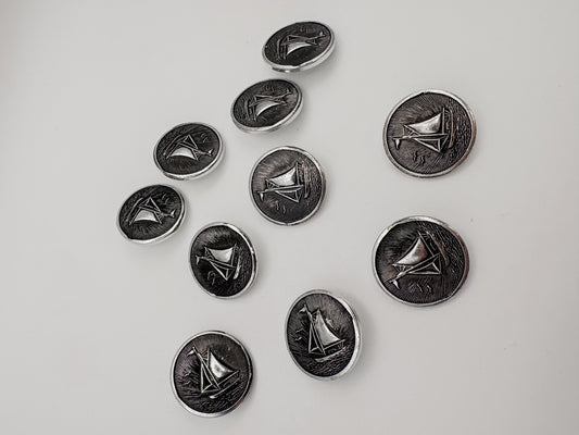 Vintage Metal Sailboat Buttons - 1”