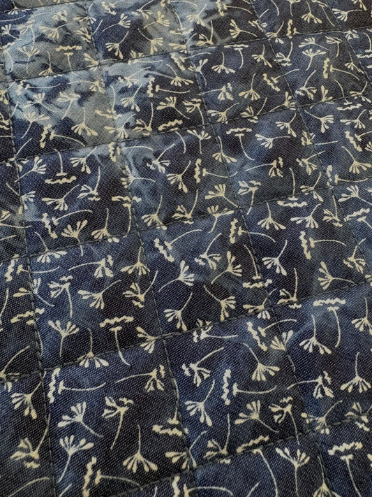 Indigo Denim Tie Dye Tiny Leaf Quilty
