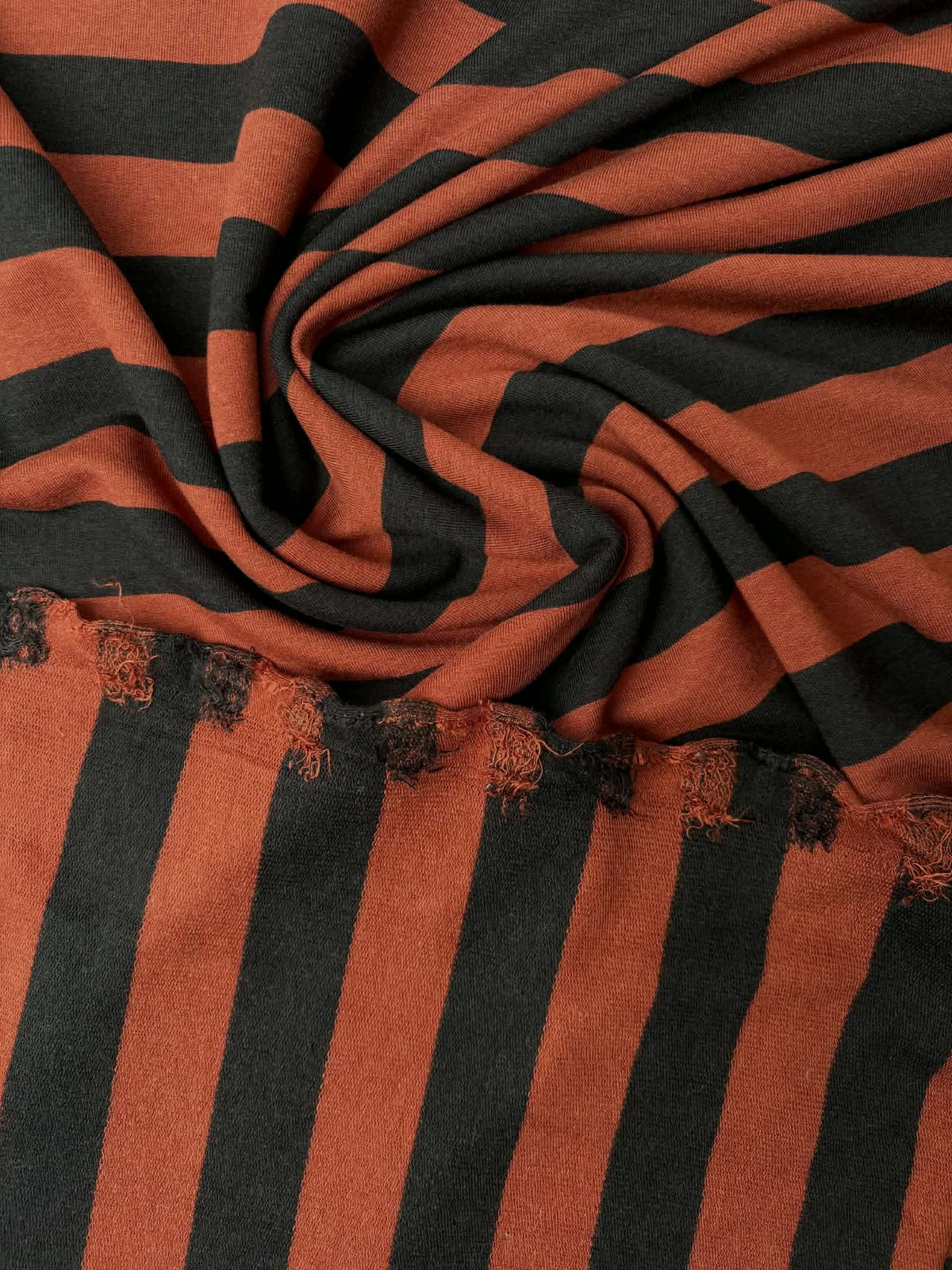 Wide Stripe Bamboo French Terry - Chestnut