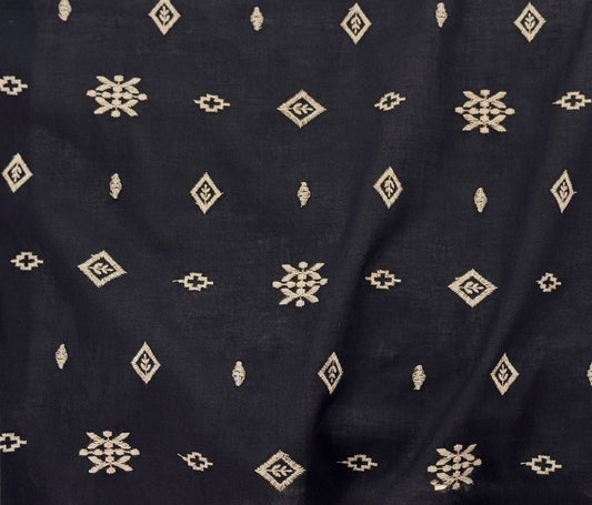 Black Embroidered Cotton
