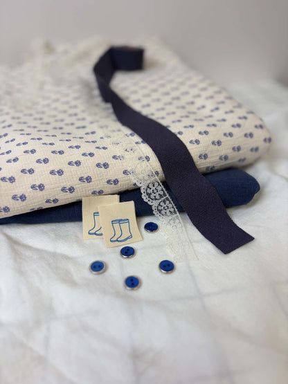 Cottage Floral Jacquard Cotton - Bluebell