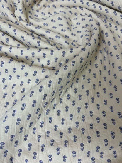 Cottage Floral Jacquard Cotton - Bluebell