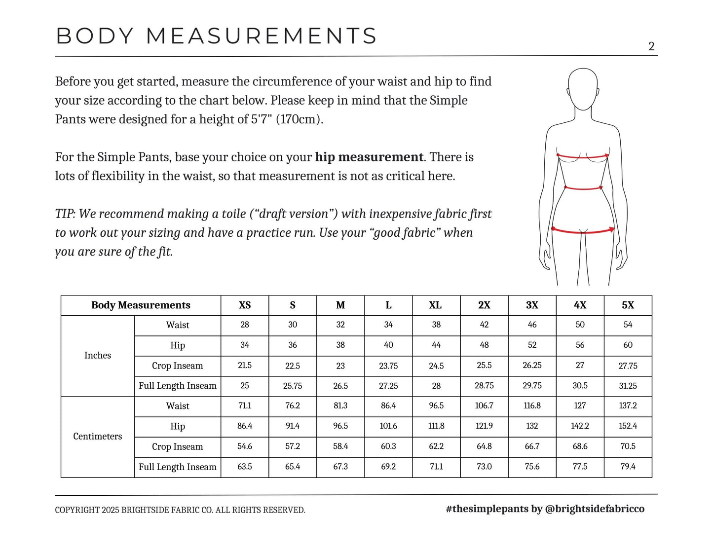 Le patron de couture de pantalon simple