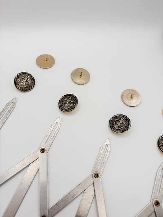 Vintage Metal Anchor Buttons - 1”