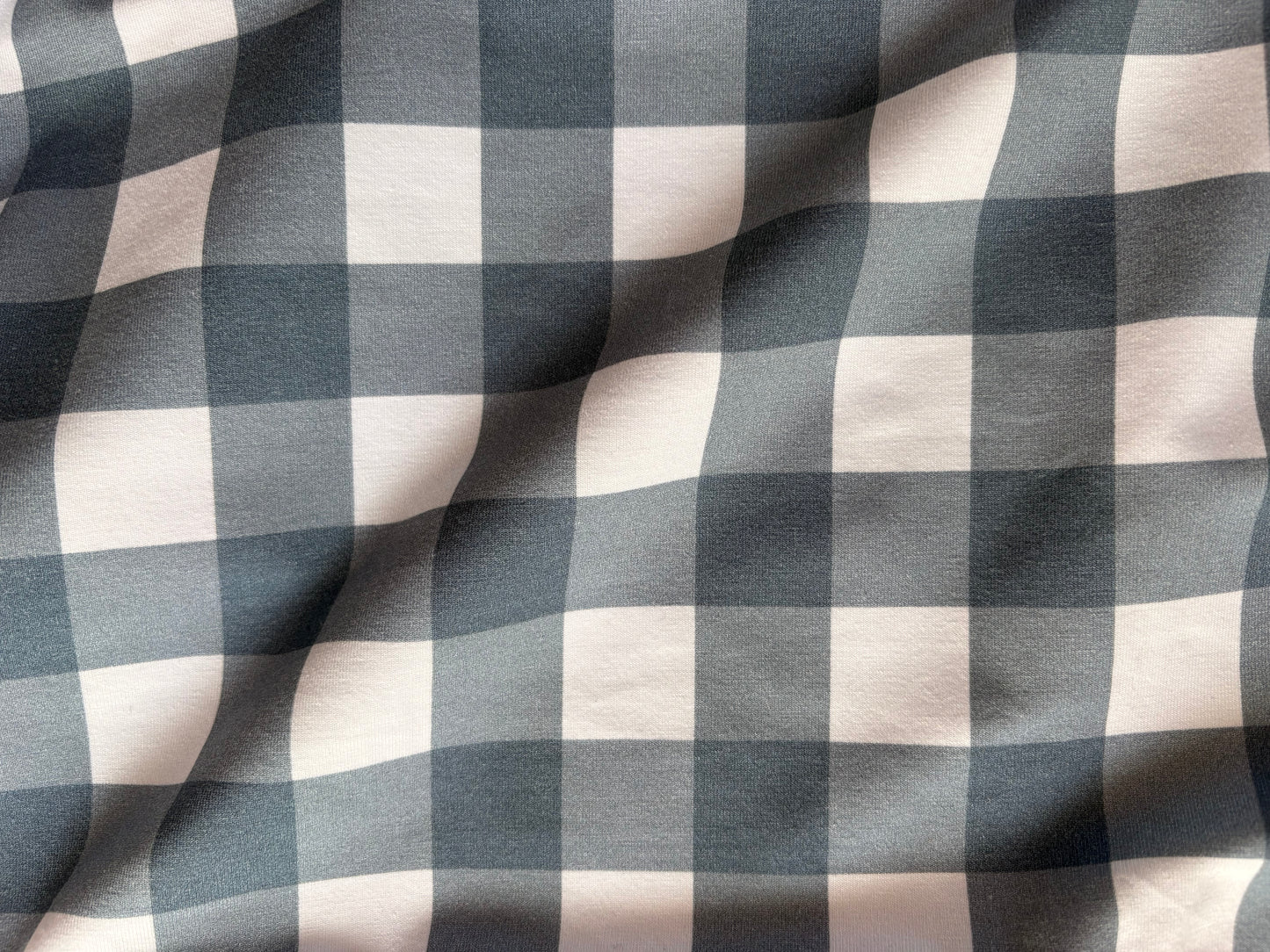 Blue Gingham - Printed Jersey