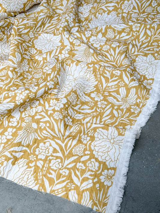 Mustard Floral Jacquard Cotton