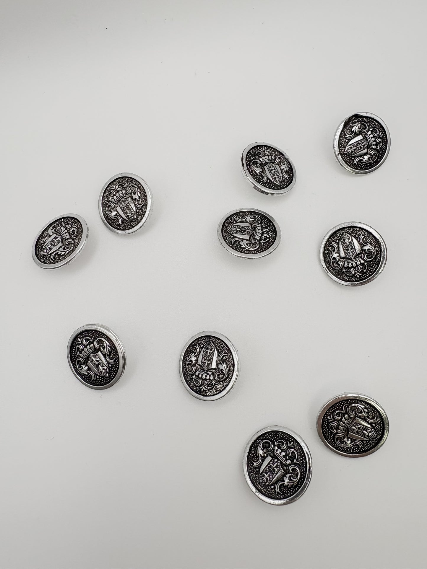 Vintage Metal Coat-Of-Arms Buttons - 3/4”
