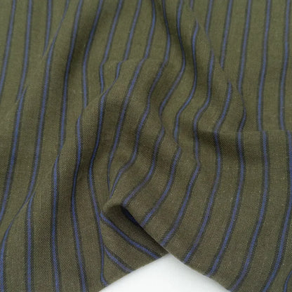 Olive/Blue Stripe Yarn Dyed Linen/Cotton Blend