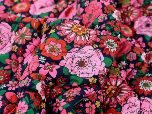 Pink Floral Quilted Puffer