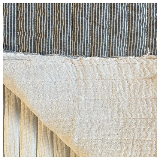 Quilted Double Gauze - Charcoal Stripe/Linen