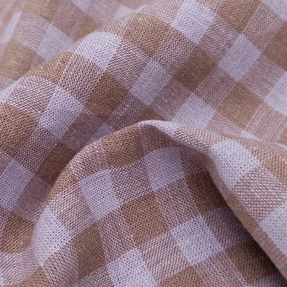Lilac/Cocoa Gingham Yarn Dyed Linen/Cotton Blend