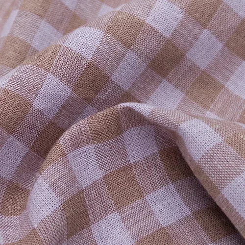 Lilac/Cocoa Gingham Yarn Dyed Linen/Cotton Blend