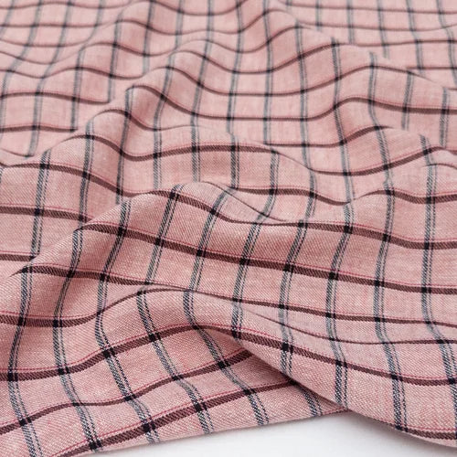 Strawberry Plaid Yarn Dyed Linen/Cotton Blend