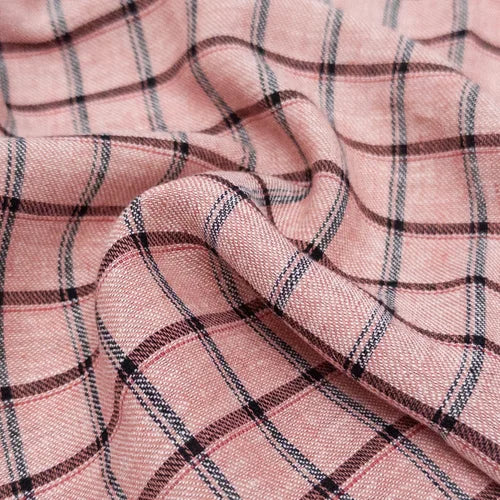 Strawberry Plaid Yarn Dyed Linen/Cotton Blend
