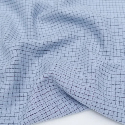 Sky/Espresso Check Yarn Dyed Linen/Cotton Blend