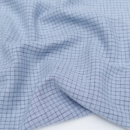 Sky/Espresso Check Yarn Dyed Linen/Cotton Blend