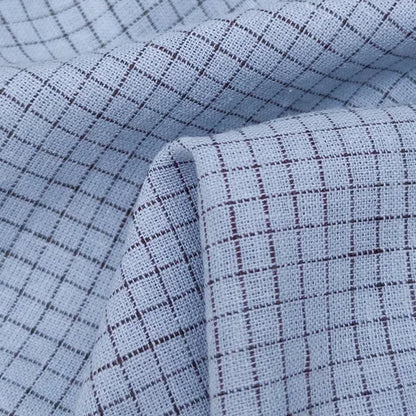 Sky/Espresso Check Yarn Dyed Linen/Cotton Blend