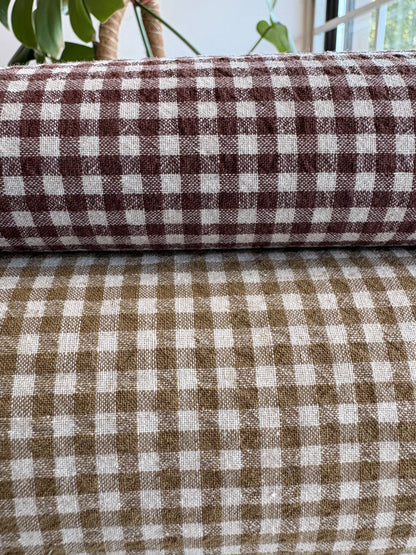 Heritage Gingham Linen/Cotton Blend - Tea