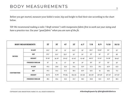 Kids Simple Pants Sewing Pattern