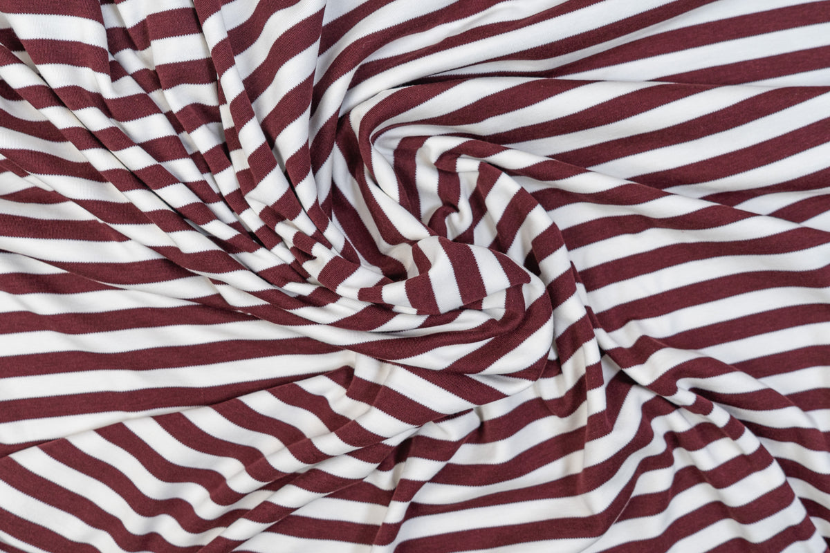 Striped Cotton Jersey - Burgundy/Cream