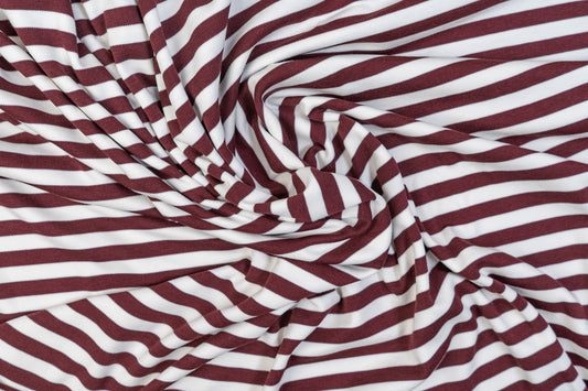 Striped Cotton Jersey - Burgundy/Cream