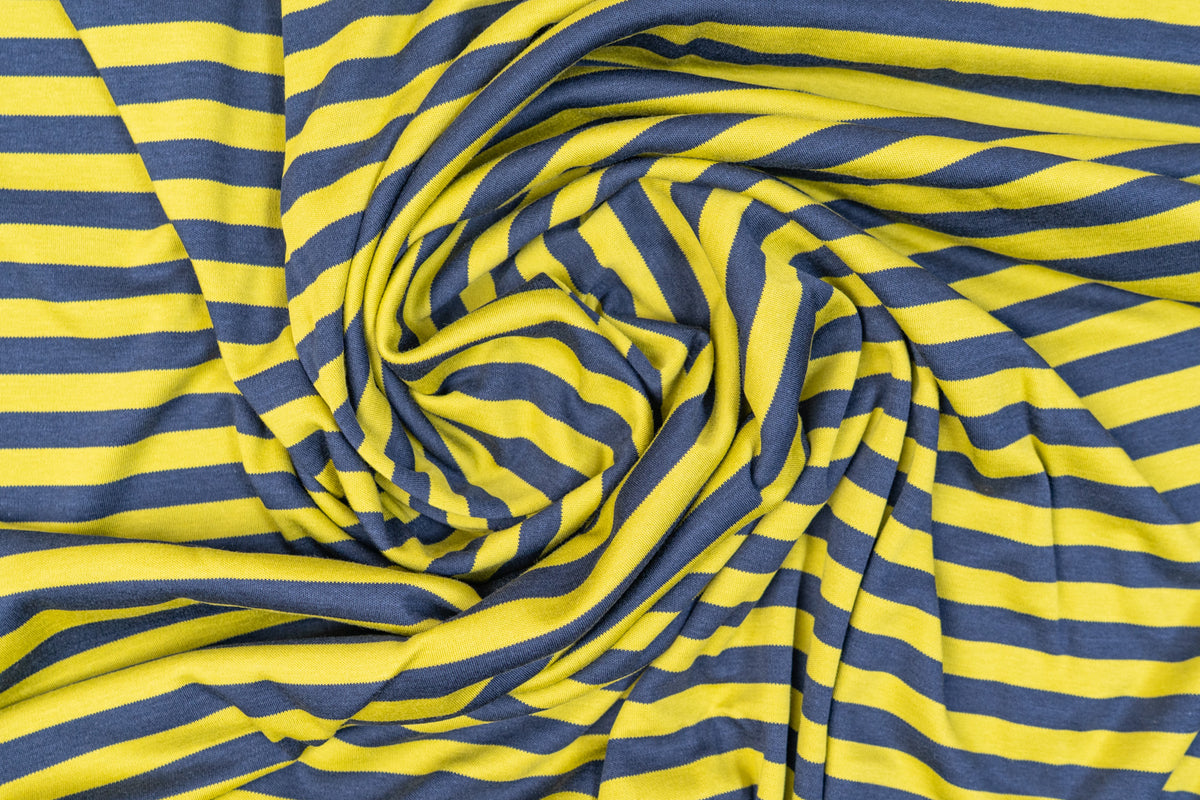 Striped Cotton Jersey - Navy/Pistachio
