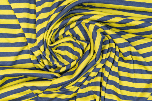 Striped Cotton Jersey - Navy/Pistachio