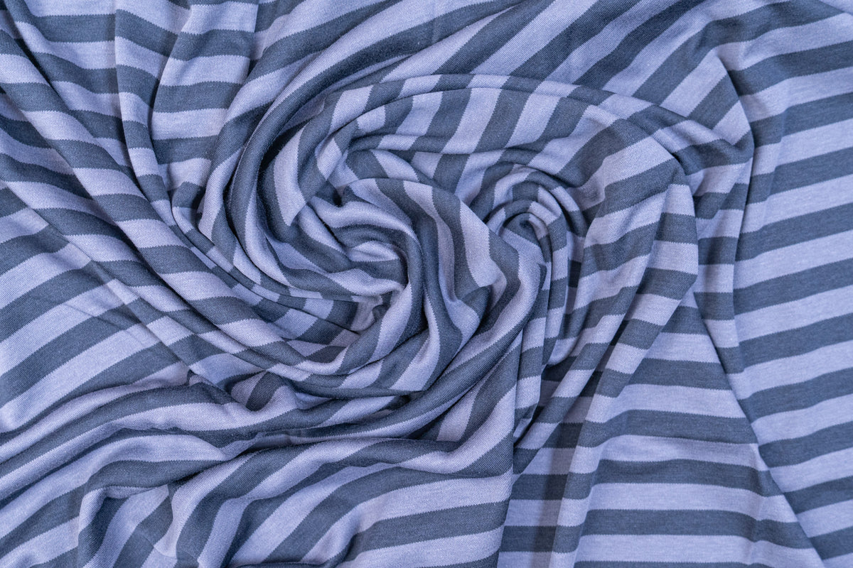 Striped Cotton Jersey - Navy/Blueberry